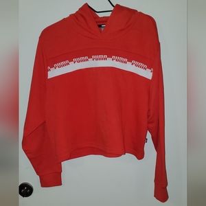 Puma Red Crop Top Hoodie Large